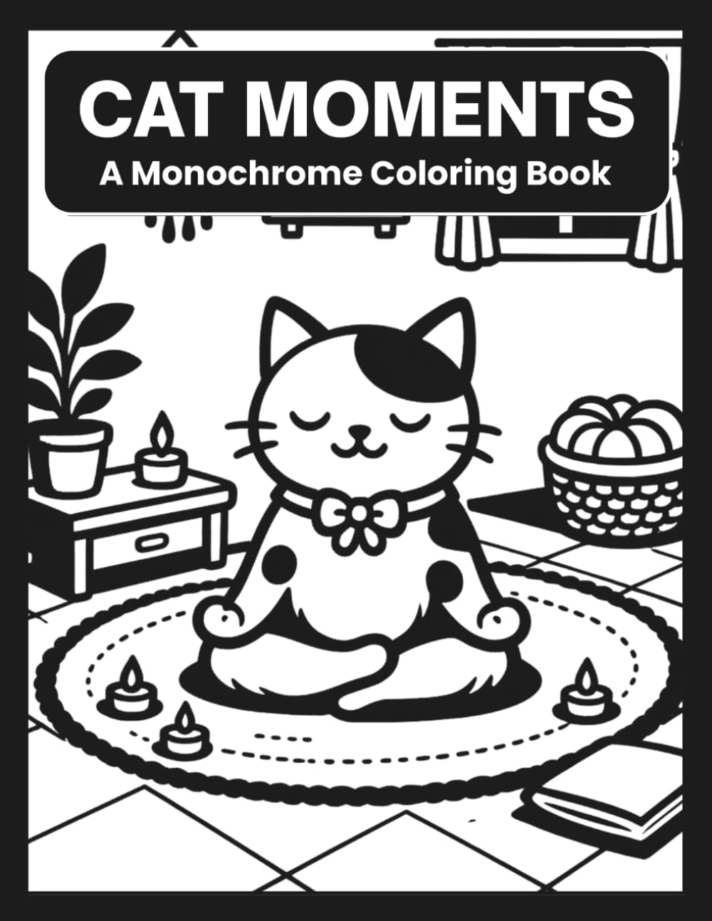 Cat Moments A Monochrome Coloring Book: Explore Relaxing Playful Scenes Using One Color For Adults And Teens (Black And White Art)