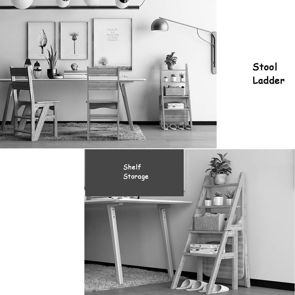 Wooden Ladder Stool Folding Step Stepladder Backrest Chair Stepstool for Kids & Adults, High Stool Home Garden Tool