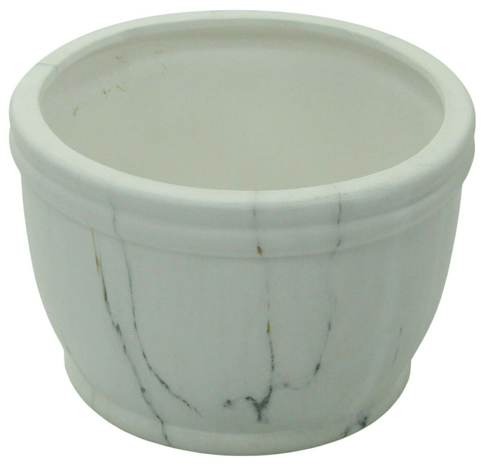 Rammento Grey 18Cm Small Succulent Pot, & White Marbled Dolomite | 12Cm Tall Indoor Herb Planter, Outdoor Patio Flower Pot | Mini Decorative Cactus & Houseplant Pot Indoor/Outdoor Balcony Planter