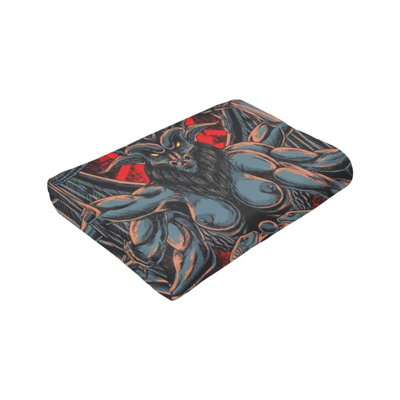 Coperta In Pile Con Mantello – Morbida E Calda – Motivo Satanico E Diavolo – Flanella Con Baphomet – Regalo Per Wicca, Pagani, Gotici - 3