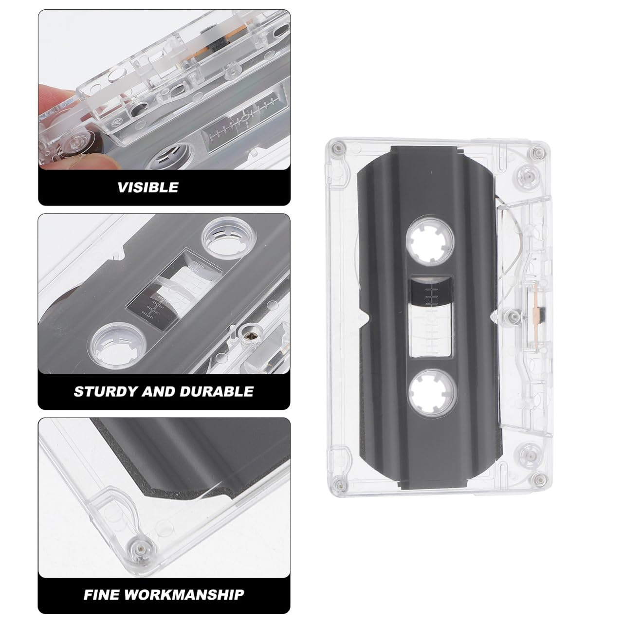 Gadpiparty Casetes de audio vacíos, 2 unidades, 30 minutos, transparentes, estándar, para grabación de voz y música, cintas de audio retro caseras, con caja para grabaciones creativas