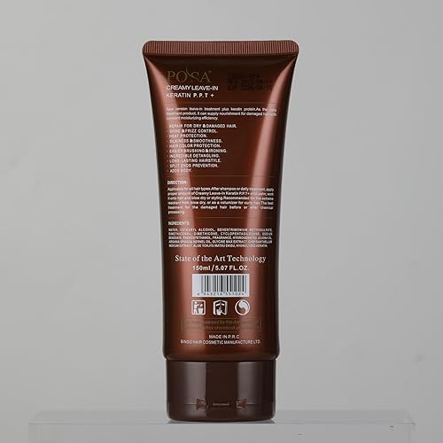 Miniatura 9 de Acondicionador sin enjuague de proteína de queratina,Acondicionador cremoso suave de vitamina B5, Tratamiento profundo protector térmico P P