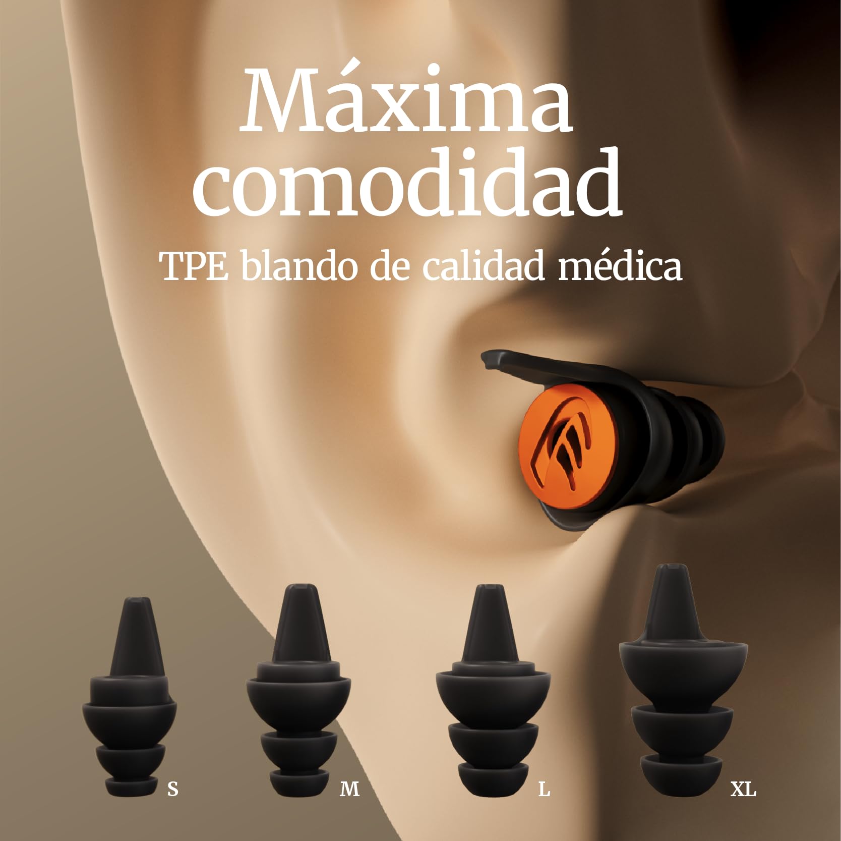 DYNAMIC ear filter Protección Auditiva Reutilizable para Deportes de Tiro, Caza, Industria y Fuegos Artificiales - Cómoda debajo de las Orejeras - Tapones para los Oídos en 4 Tamaños - ANSI IPIL
