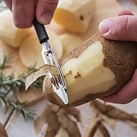 Vista 5 de Rada - Pelador de verduras (W232), hoja giratoria de acero inoxidable de 1.75", fabricada en EE. UU., mango negro