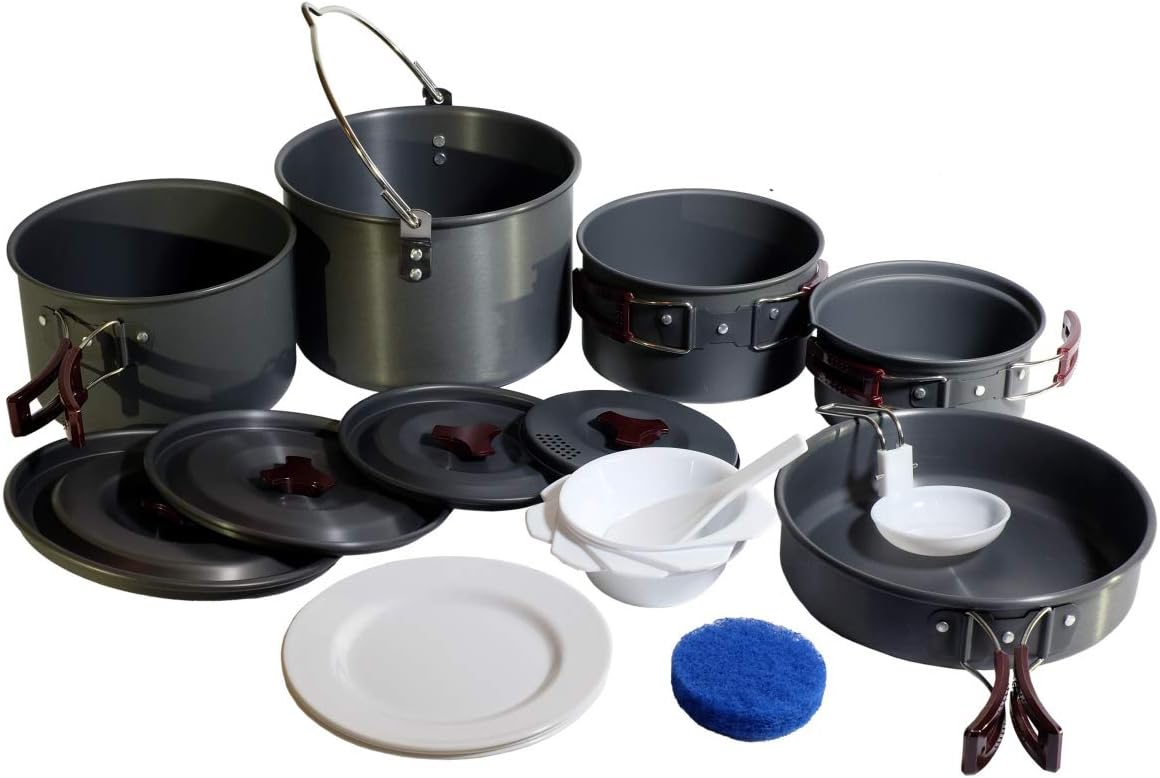 Camping Tableware pt000. Battery Aluminium Stackable 6 Persons Camping Mess Kit Extra leger-bivouac-randonnée