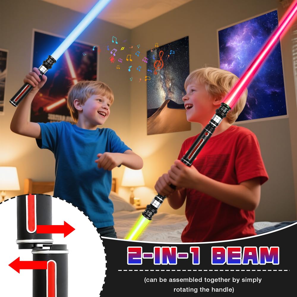 ADDLIVE 4 Pezzi Spade Laser, 12 Colori Modificabili con Luci LED Ed Effetti Sonori per Adulti e Adolescenti, Regalo Cosplay di Halloween di Natale per Ragazzo
