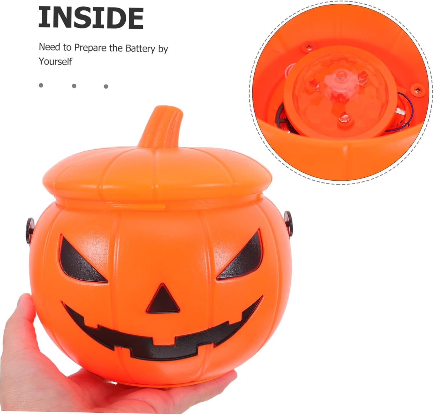 Kichvoe Handheld Light up Sound Pumpkin Candy Bucket for Kids Halloween