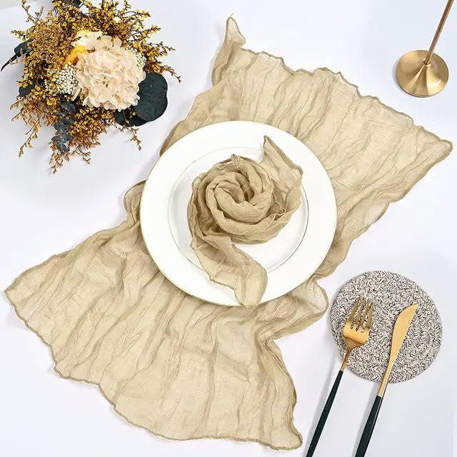 Serviettes en gaze de coton beige 50x50 cm lavables et sans repassage pour table