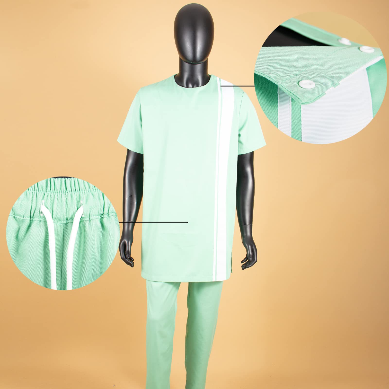 Trajes africanos para hombre, camisas y pantalones, conjunto de 2 piezas, atuendo Ankara de talla grande, traje casual, Verde claro, Large
