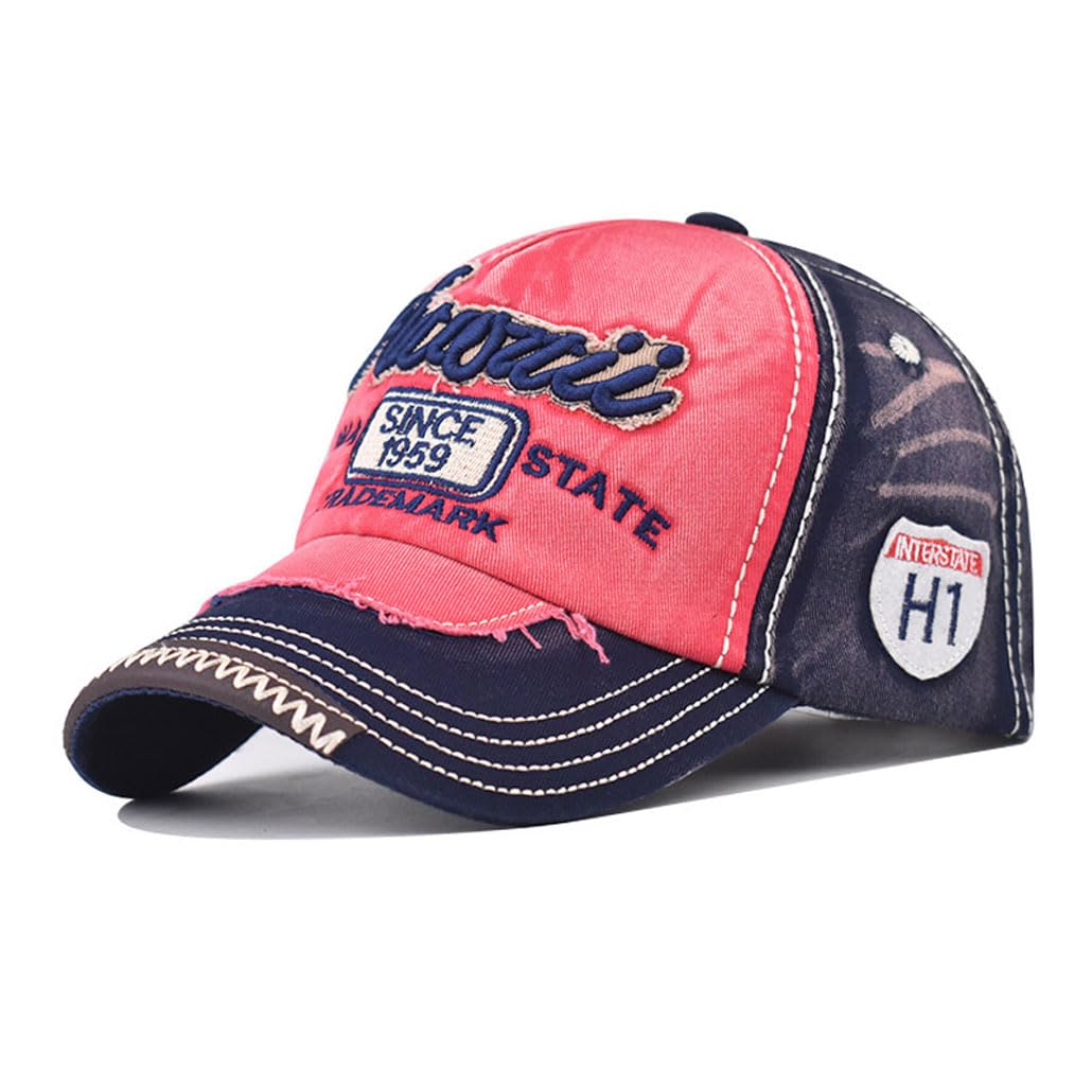 URTAODFE Embroidery Hawaii Vintage Washed Baseball Cap,Cotton Trucker Hat,Couple Duck Tongue Cap (UK, Alpha, L, Navy Blue)