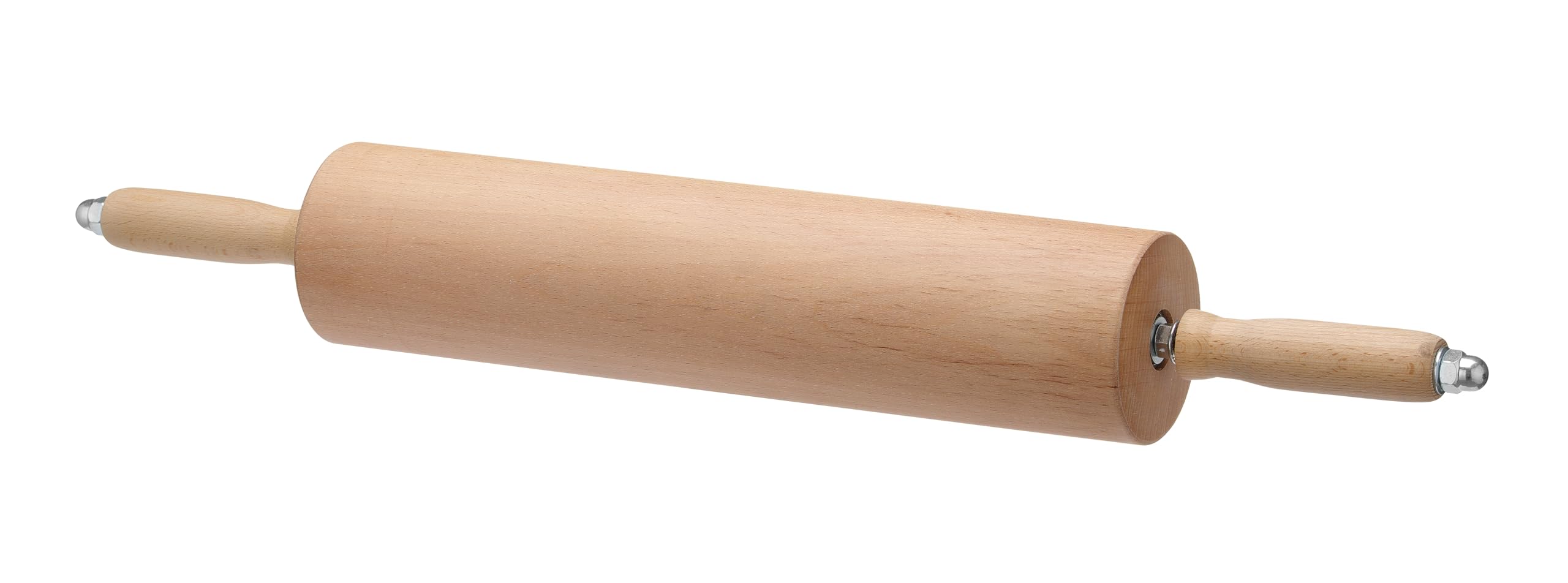 HENDI Nudelholz, mit Stahlschaft und Kugellagern, ergonomische Griffe, rollt besonders geschmeidig, für große Mengen Teig, Teigroller, ø90x667mm, Buchenholz, Stahl