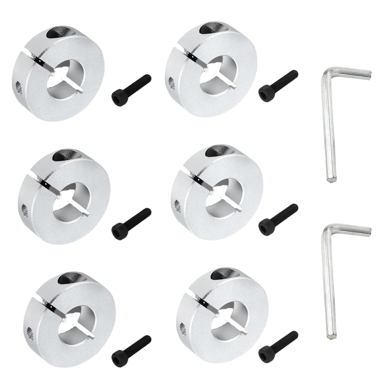 6 Anelli Di Regolazione Divisi Da 20 Mm - In Lega Di Alluminio, Per Assi, Ruote E Applicazioni Industriali - Foto 1