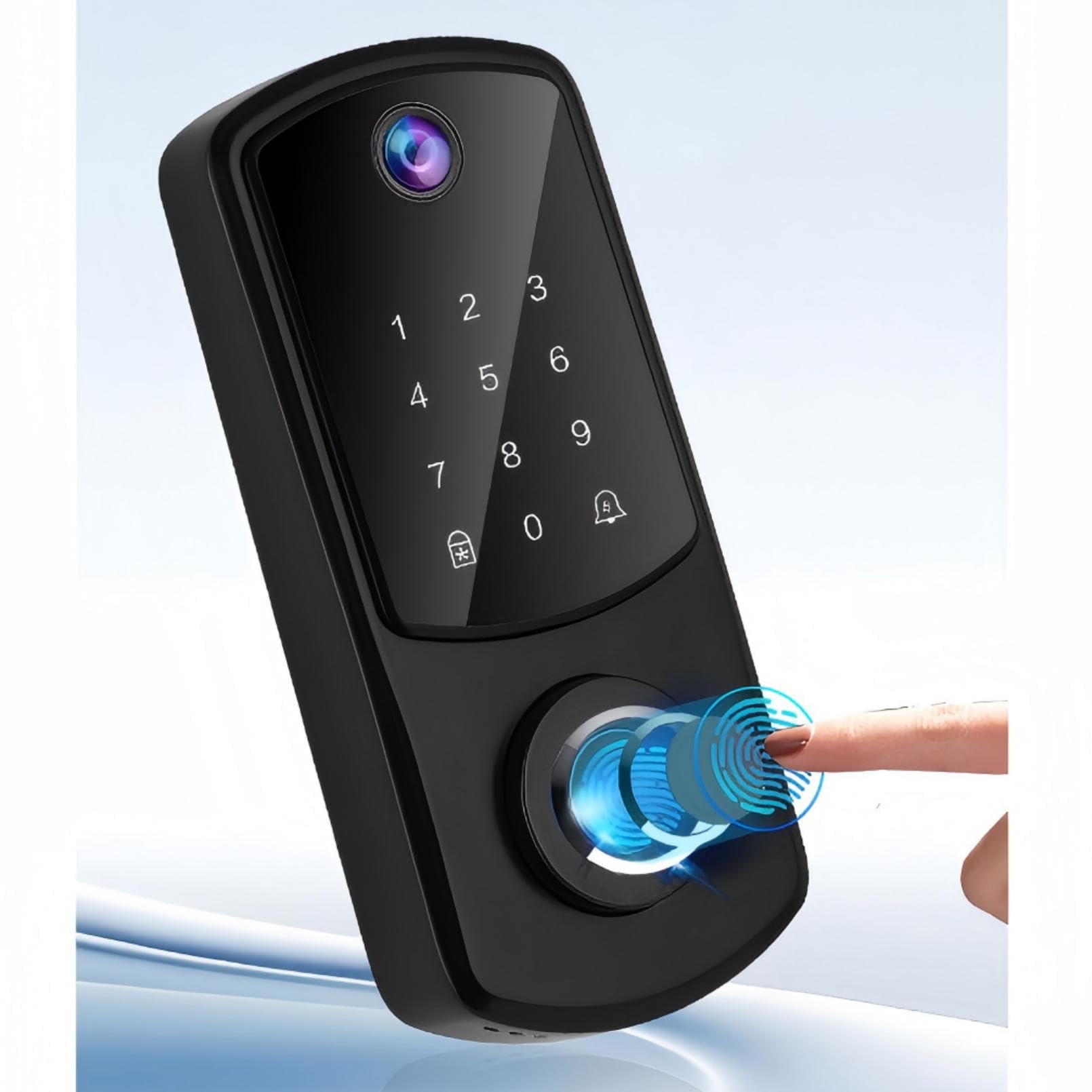AloveH Smart Fingerprint WiFi Door Lock with Camera Capture and Unlock, Keyless Entry Door Lock with Doorbell Function - Image 3