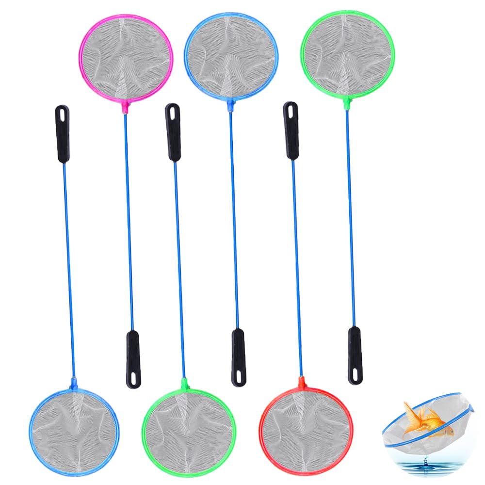 BOOHUQICH フィッシュネット メダカ 網 ミジンコネット 魚を掬う 掃除 道具 軽量 水族館用品 観賞魚用ネット 6本セット ランダムな色