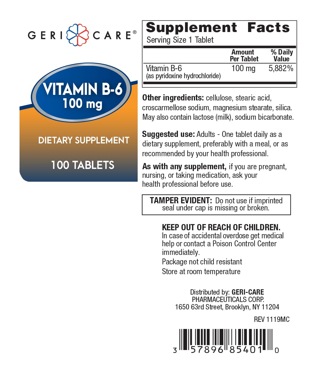 GeriCare Vitamin B-6 100mg, 100 Tablets – Daily Nutritional Support for Healthy Brain Function, Mood Enhancement, Circulatory Health & Metabolism – Helps Combat Fatigue & Promote Overall Wellness — Amazon image 7