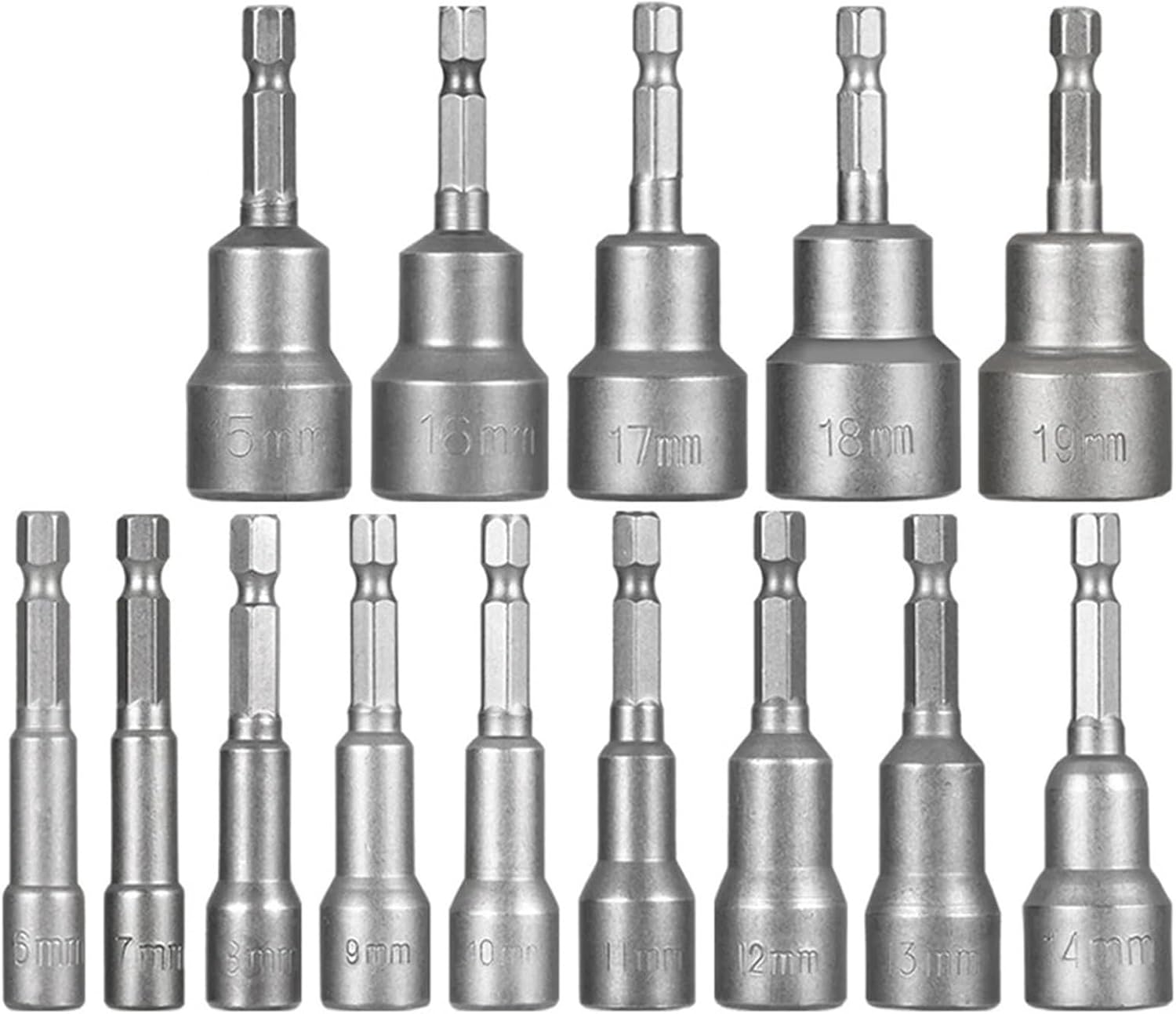 6mm-19mm Magnetic Impact Socket Nut Screwdriver 1/4 Hex Key Set Drill Bit Adapter for Power Drills Impact Drivers Socket Kit