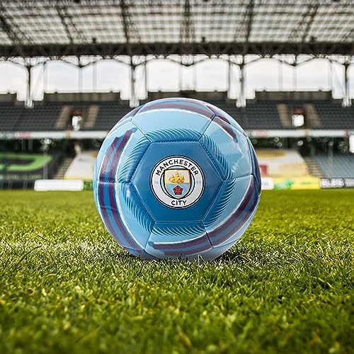 Hy-Pro Manchester City Cyclone - Balón de fútbol con Licencia Oficial | Man City, Talla 5, Entrenamiento, Partido, mercancía, Coleccionable para niños y Adultos, Azul/Blanco - imagen 2