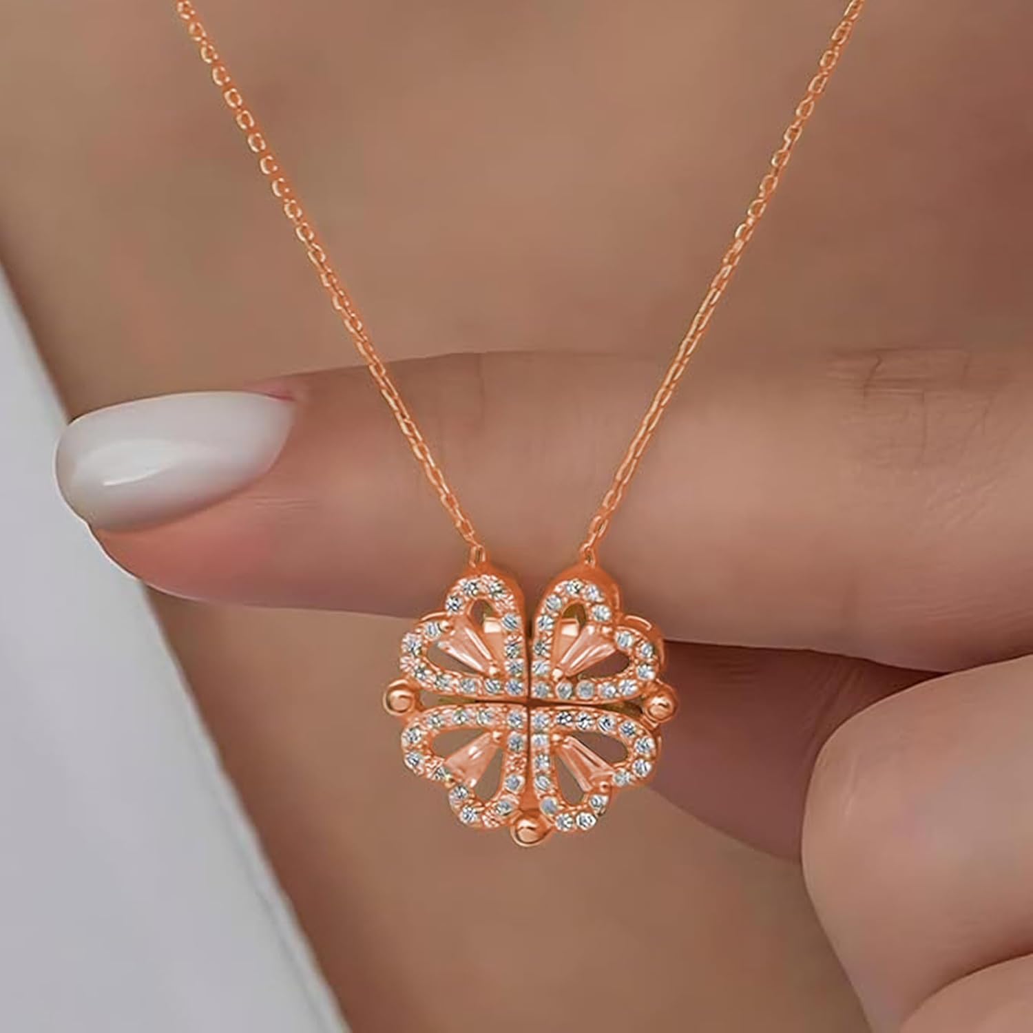 Foldable 4 Leaf Clover Necklace - Premium Quality Stainless Steel, 18k Gold Plated | Ideal Gift for Women's Birthday, Valentine's Day Gift, Clover Pendant Necklace for Her - Image 4