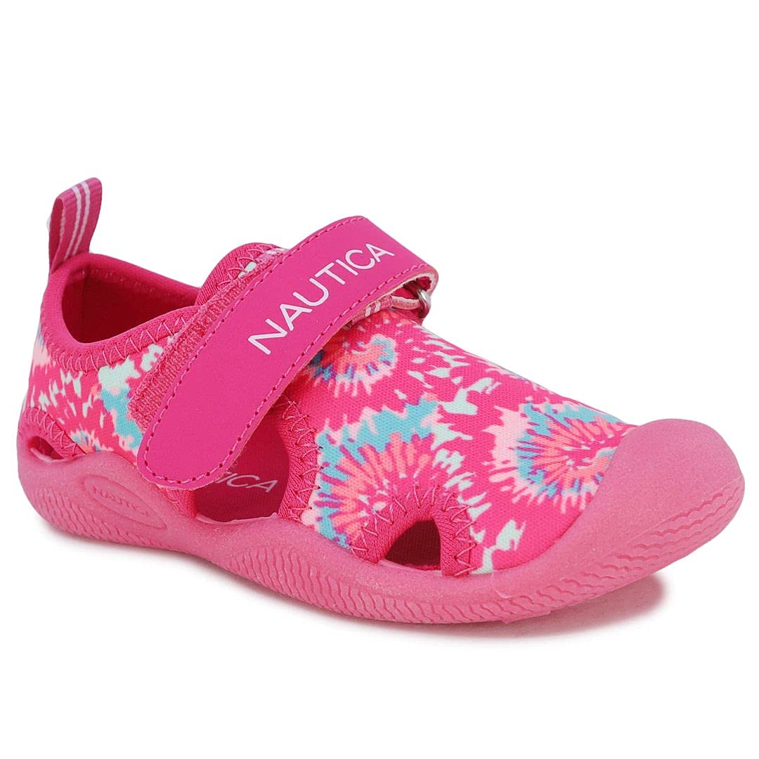 Nautica Kids Protective Water Shoe,Closed-Toe Sport Sandal For Boys and Girls-Kettle Gulf-Pink Blue Tie Dye Size-5