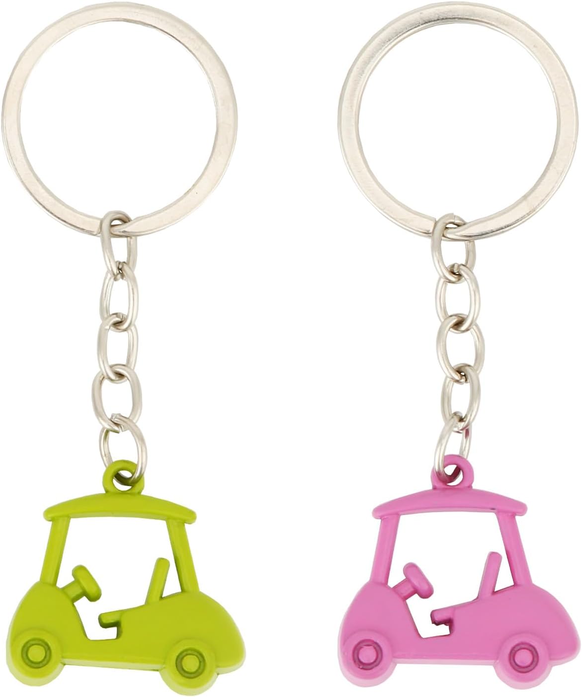 2pcs Golf Cart Keychains, Stylish Zinc Alloy Key Ring Golf Themed Key Holder Perfect Souvenir for Players and Fans