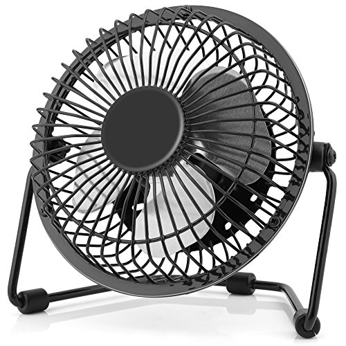 Image of 4'' USB Desk Personal Fan, Metal Design, Quiet Portable Mini Table Fan with One Setting, Small Portable and Lightweight Personal Fan Perfect for Use in Home, Office, Desktop, Camping or Travel.Black