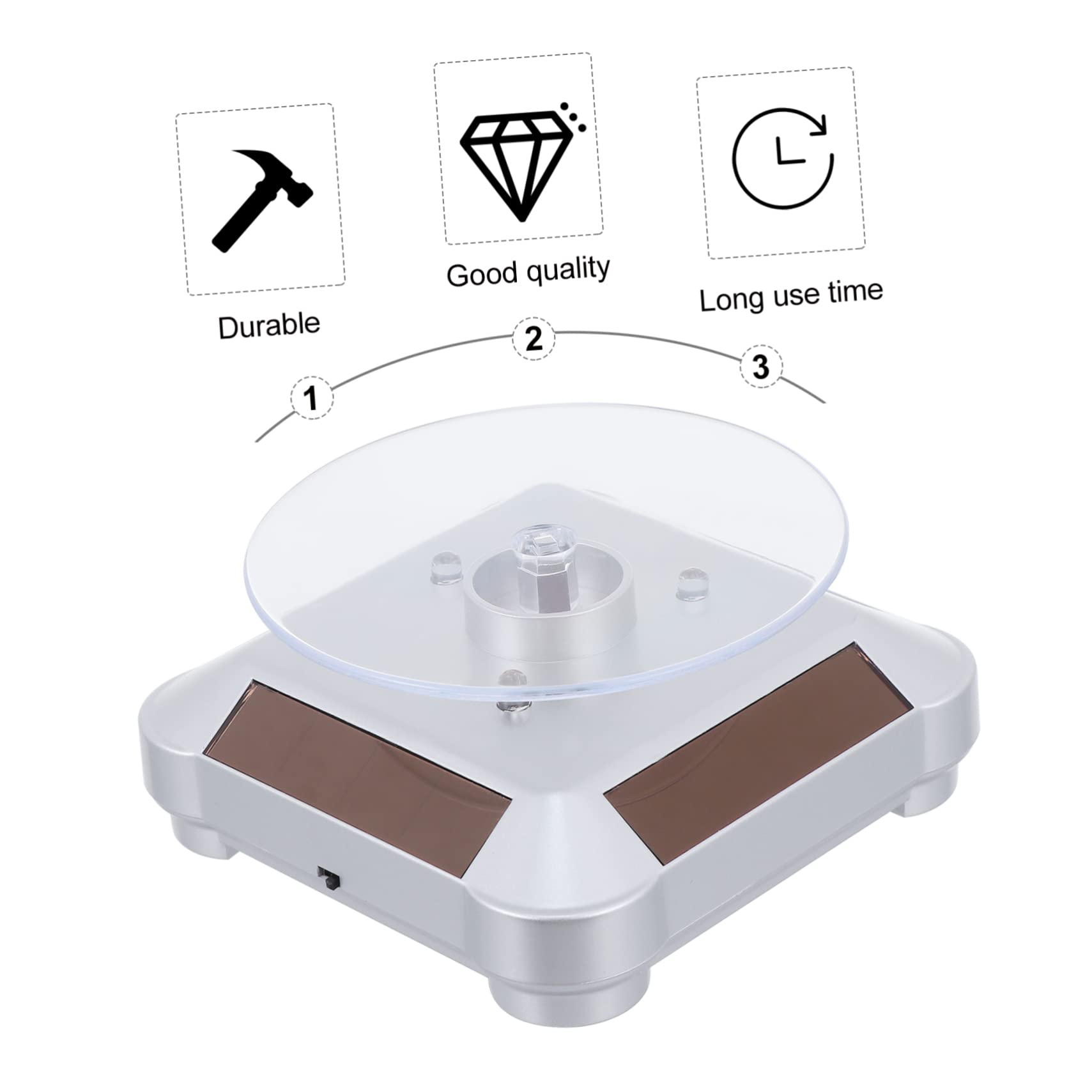 Espositore Girevole Solare Con Luci LED Per Gioielli E Orologi – Base Rotante 360° Per Vetrine E Collezioni (Nero) - 3