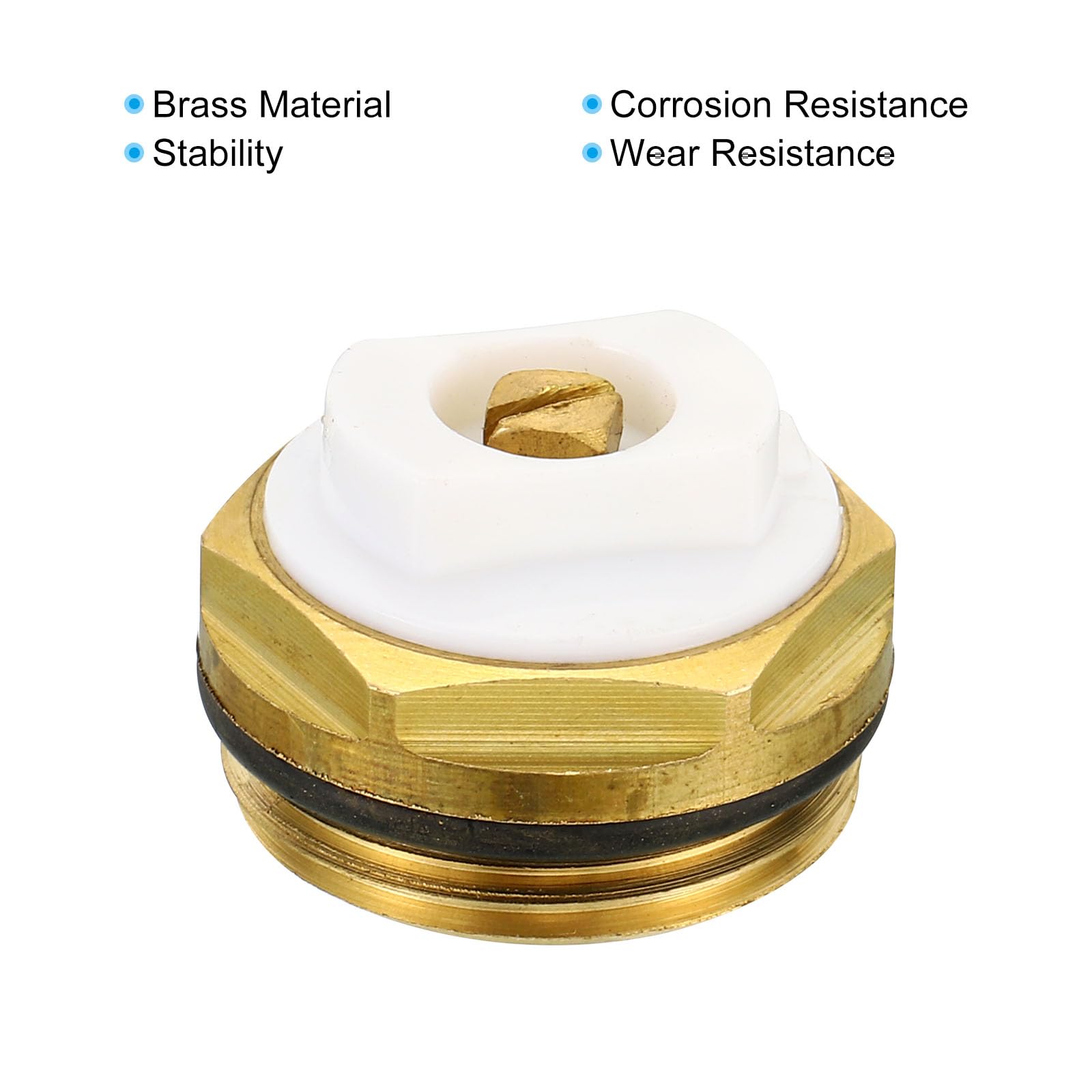PATIKIL 3/4" BSP Male Thread Manual Radiator Air Vent Plug Valve, Brass Plug for Radiator Heater Gold White - Image 4