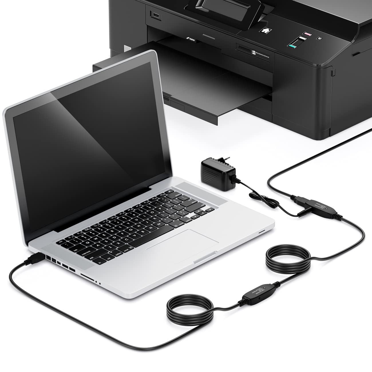 deleyCON 10m Kabel Aktywne Gniazdo USB 3.0 Aktywny Kabel Przedłużający z 2 Wzmacniaczem Sygnału i Zasilaczem USB 3.0 Repeater Kabel Przedłużający PC Komputer Drukarka Skaner | Aktywne przedłużenie, kabel repeatera USB 3.0, przedłużacz do komputera, drukar