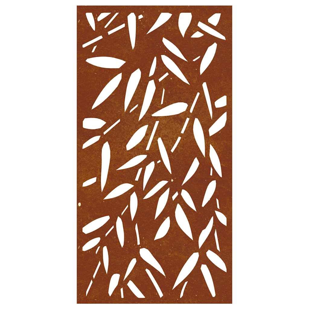 Decoración de pared de jardín de acero corten, 105 x 55 cm, diseño de hojas de bambú, acero resistente a la intemperie con agujeros de fijación, para valla, terraza, acento de jardín