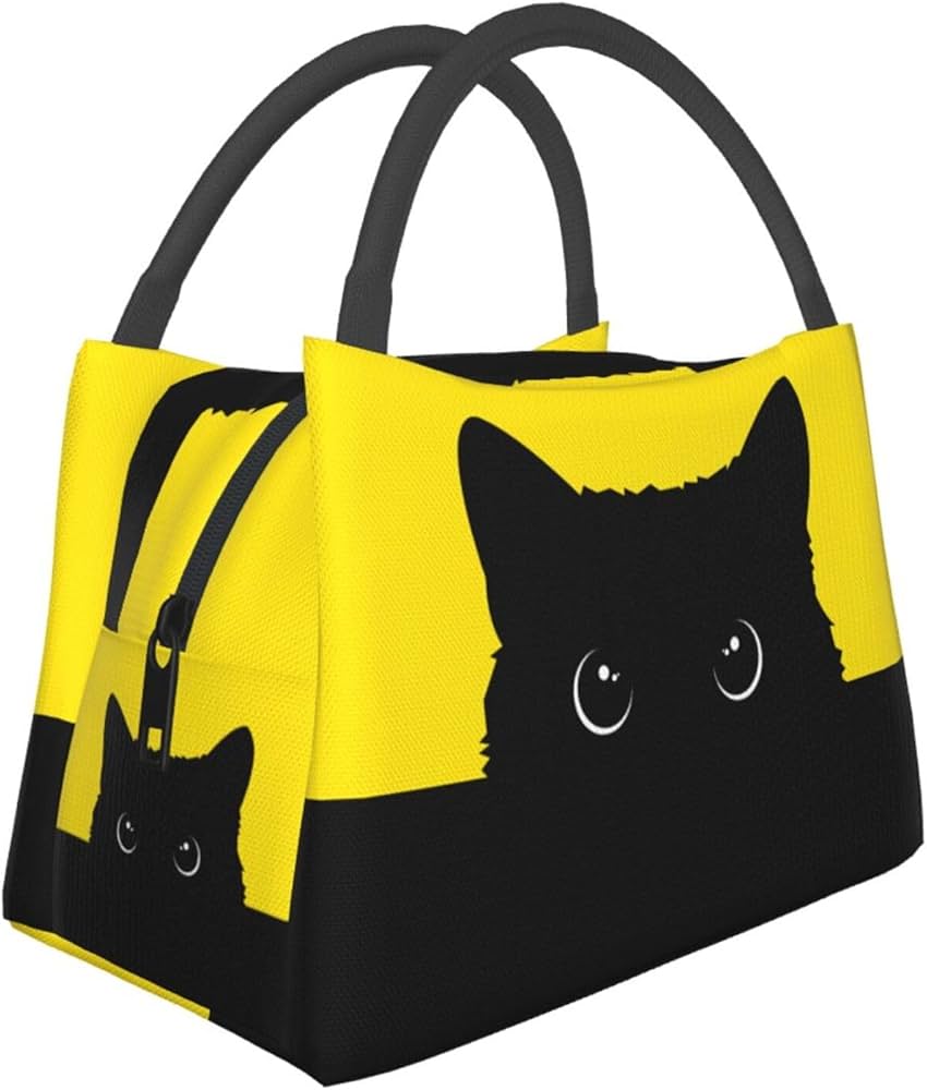 Amazon｜面白い ねこ 黒猫 ネコ (1) 保冷 がま口 ランチバッグ