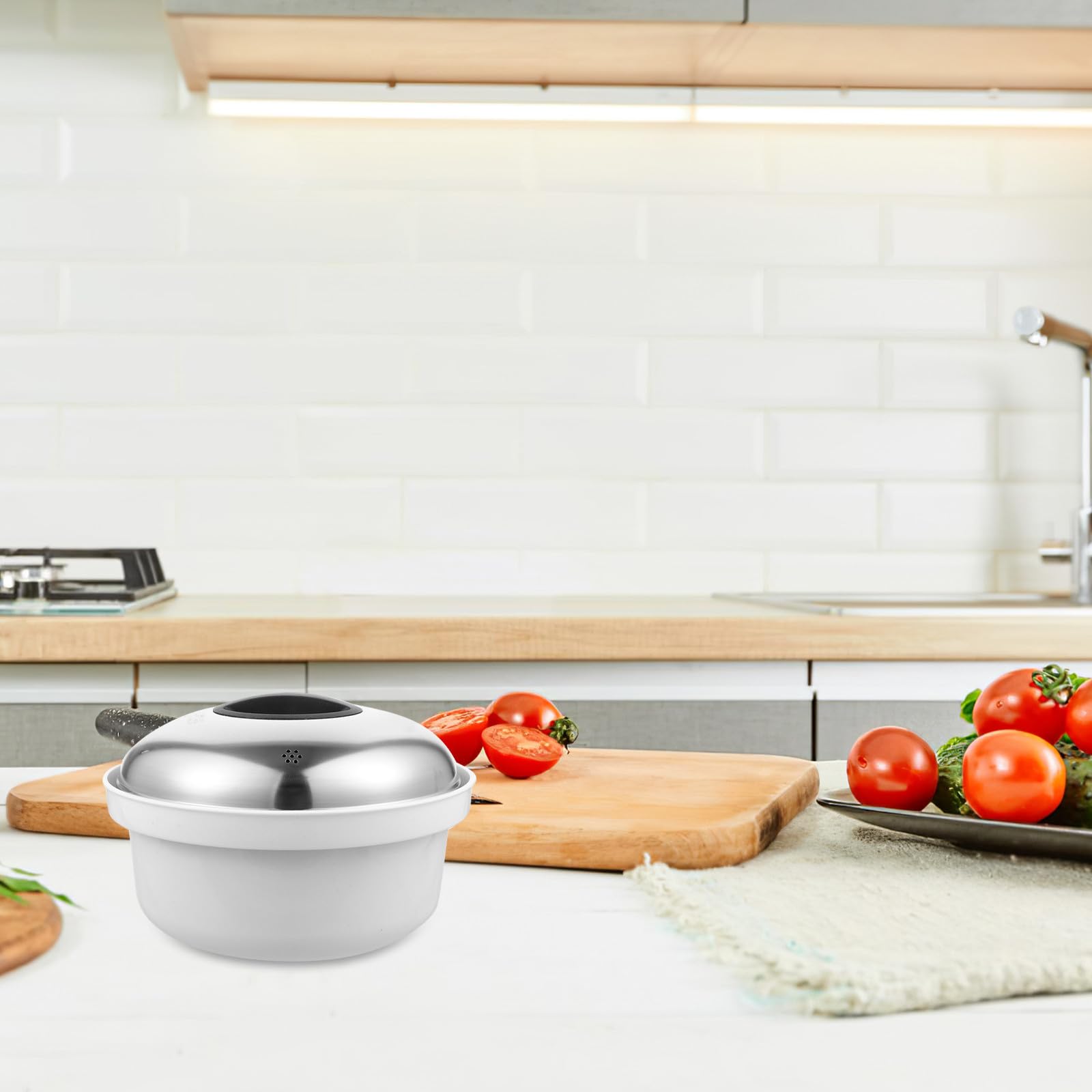 Didiseaon Vaporera y Versátil de Acero Inoxidable y Plástico para Microondas Fácil de Limpiar para Cocinar al Vapor Arroz, Verduras Casa