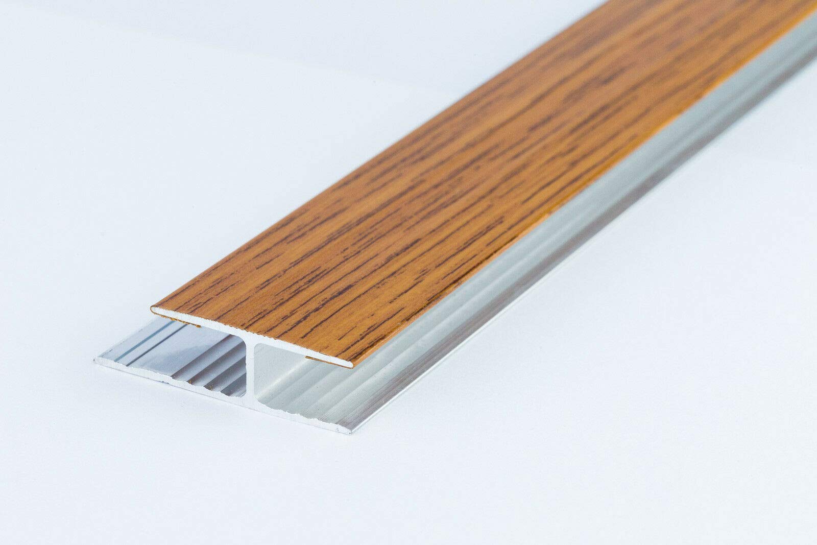 Twin Grip Aluminium Wood Effect 1M Laminate Connector Threshold Door Floor Trim TMW Profiles (Rustic Oak)