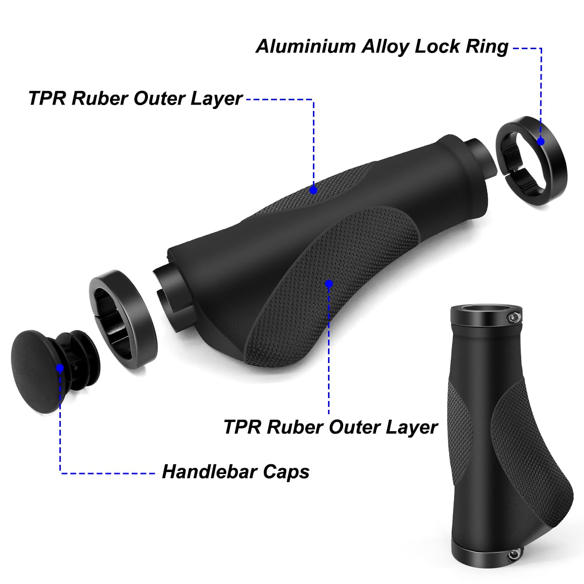 REETEE Bicycle Handlebar Grips Aluminium Screw Double Lock Bike Grips - Image 2