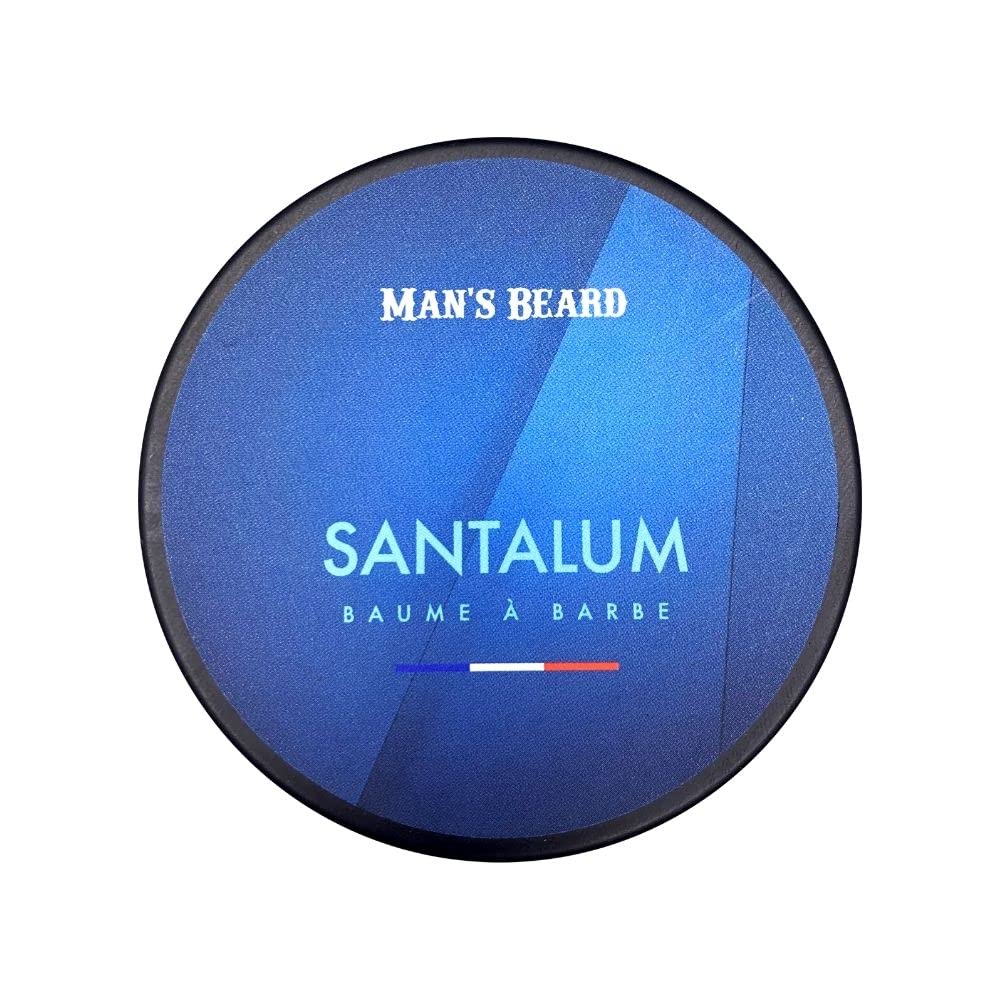 Man's Beard | Baume à barbe |Odeur Boisée SANTALUM |Soin homme pour la barbe hydratant et adoucissant| Ingrédients d'origine naturelle|100% Fabriqué en France|90 ml