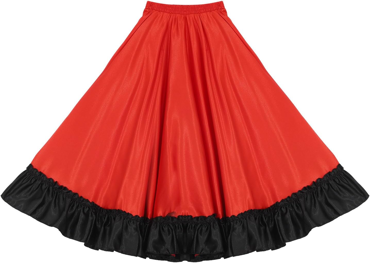 Sxiwei Kids Girls Spanish Flamenco Belly Dance Skirts Mexican Gypsy Folklorico Costume Long Swing Skirt