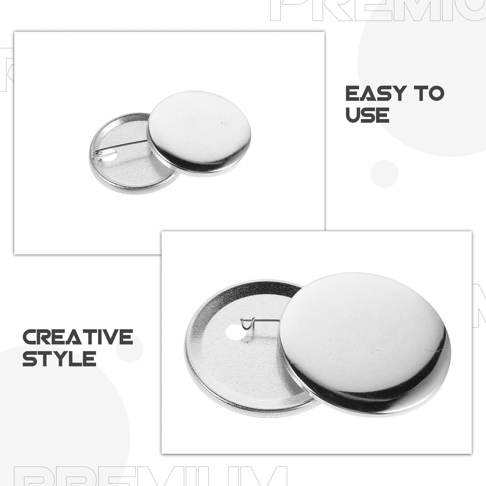 DOITOOL 200 zestawów akcesoriów do przypinania guzików okrągłych DIY do maszyny do produkcji guzików - zestaw metalowych przypinek o średnicy 58 mm i 32 mm do projektów DIY, rękodzieła na