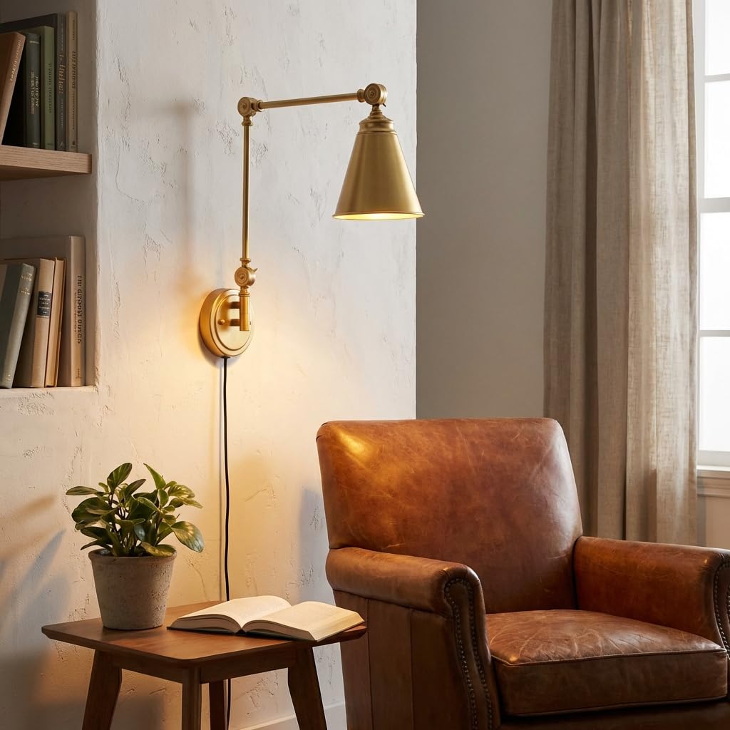 BARCELONA LED Applique da Parete Vintage Nero in Alluminio Metallo con Braccio Orientabile, Grande, Stile Industriale Classico Moderno Lussuoso, con Cavo e Spina E27