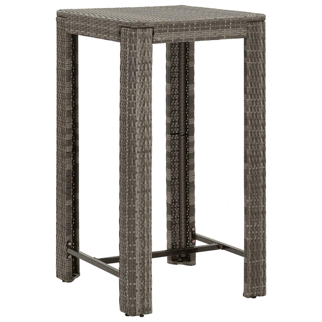 vidaXL Juego de Bar de jardín de 3 Piezas con Cojines ratán PE Gris, Mesa Alta y taburetes de Exterior, Juego de Bar, Juego de Muebles