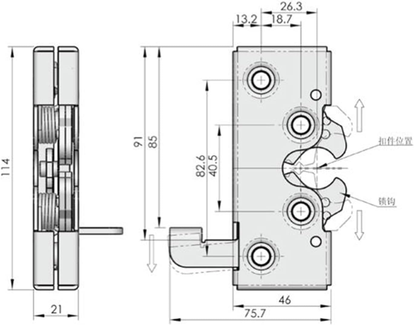 Hardware R4 Concealed Lockable Drawer Catch for Construction Vehicles Hasp Latch 1Pcs (Color : Right)
