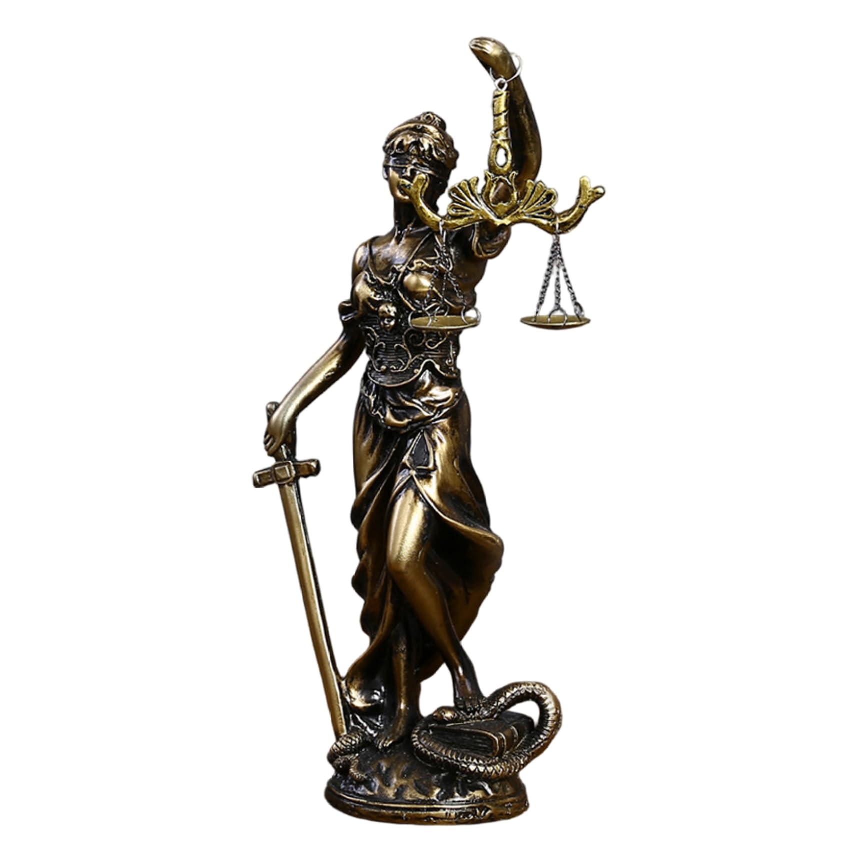 Hbbgdiy Lady Justice Statue Realistic Blind Lady Justice Holding Sword & Scale Decorative Resin Statue for Law Office, Desktop, Shelf.
