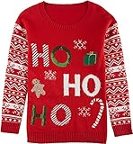 Derek Heart Juniors' Ho Ho Ho Jacquard Ugly Christmas Sweater