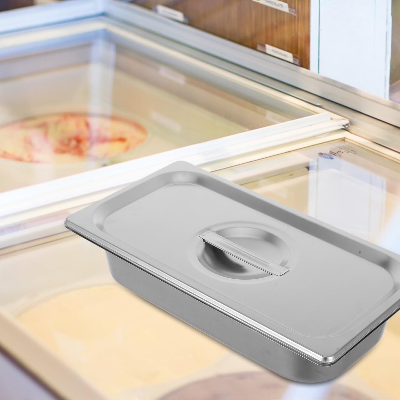 Mobestech Stainless Steel Ice Cream Tub with Lid 13X7X3 Inch Reusable Ice Cream Storage Container for Homemade Desserts Yogurt Fruit Preservation Compact Freezer Box for Refrigerator and Outdoor Use