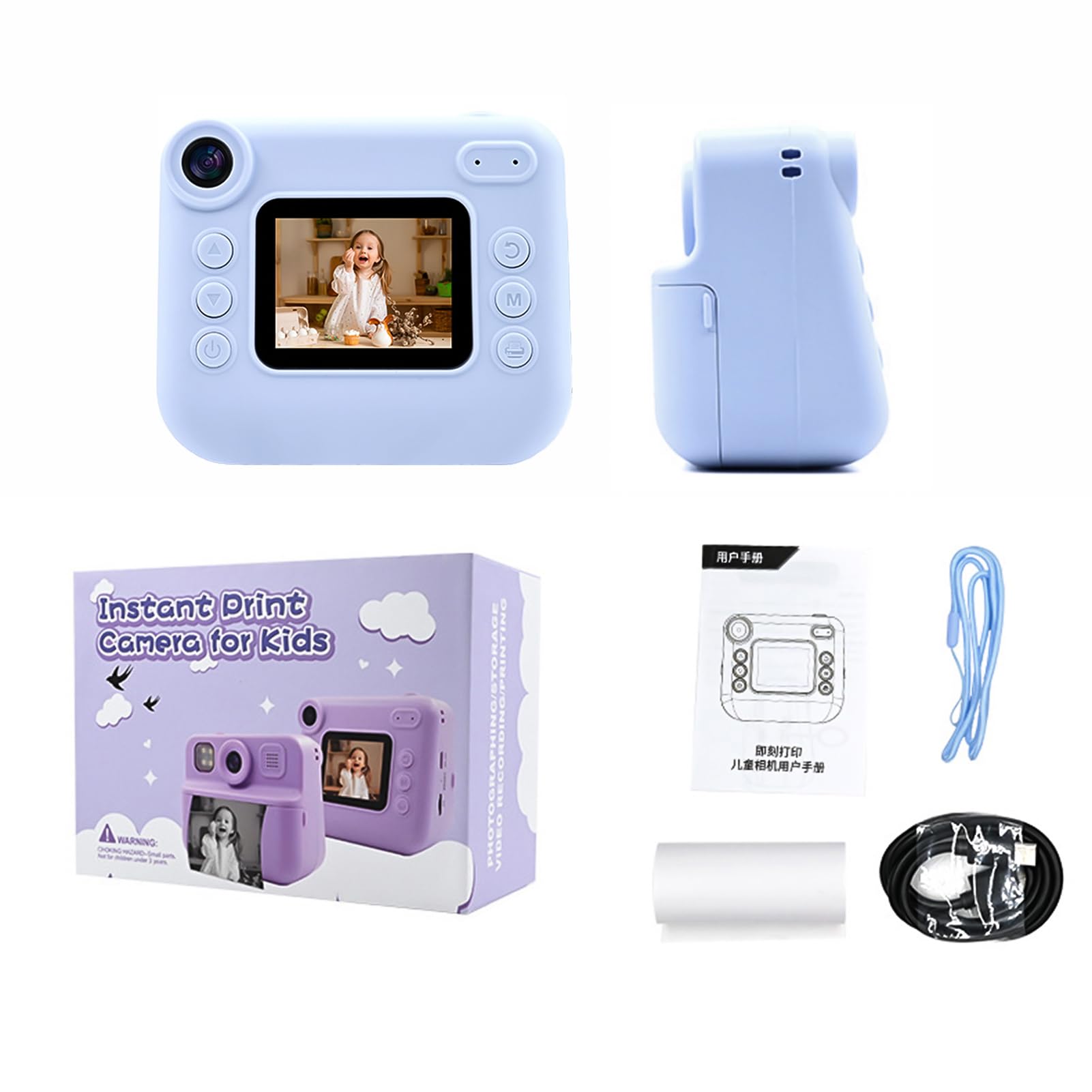 Fabater Sofortbildkamera mit Videoaufzeichnung und MP3-Player (Blue)