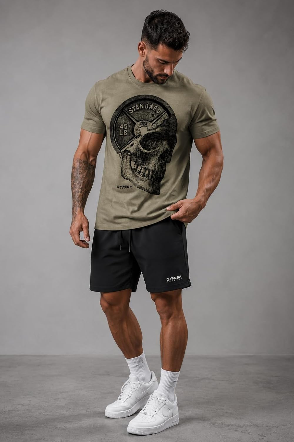 Gymish Lifestyle Skull Plate Gym Shirt, Work Out Deadlift Skull T-Shirt for Men image 2