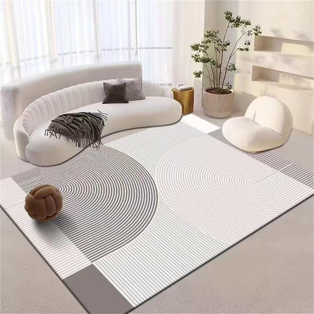 Tapis de chambre ado gris moderne 120x120 à rayures françaises pour studio