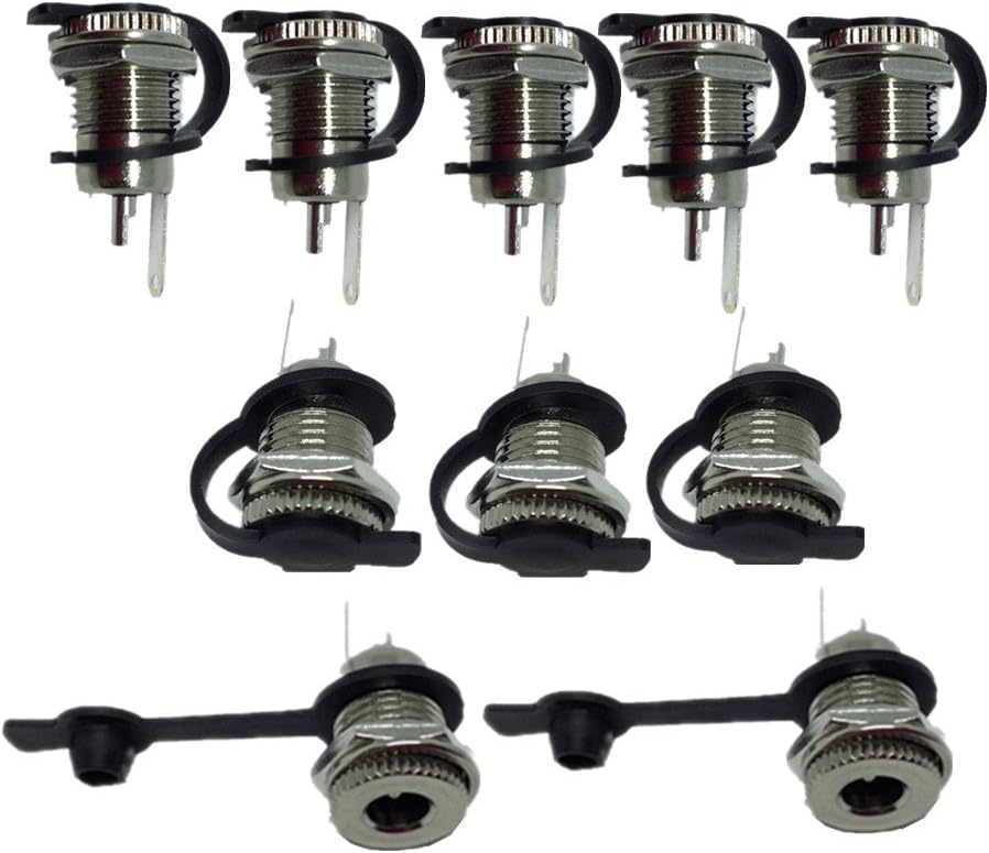 Lsgoodcare 10Pack 5.5 x 2.1 MM 8A-10A DC Power Jack Socket Threaded Female Mount Connector Adapter with Dustproof Plug