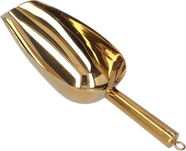 Ice Scoop Stainless Flour Shovel Kitchen Gadgets Accessories Dishwasher Safe for Kitchen Bar Buffet Party Garden (Gold)(S-Gold)