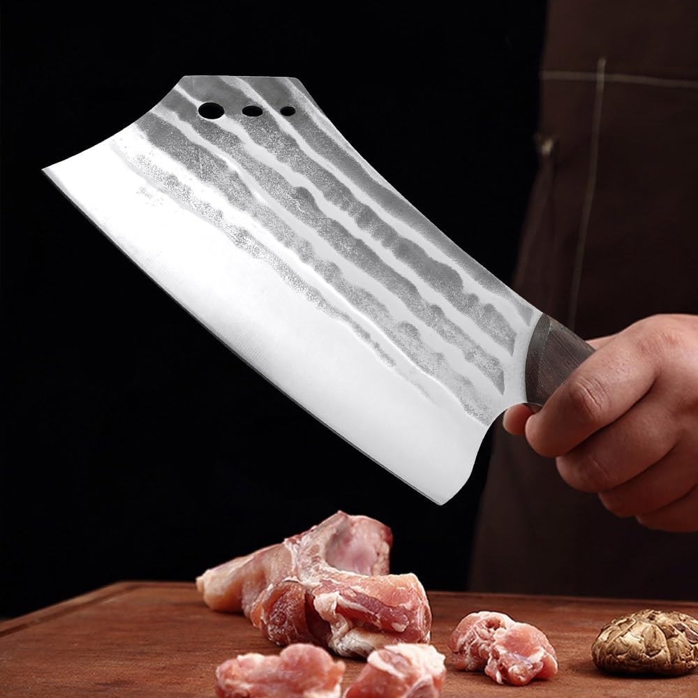 Meat Cleaver,Cleaver Knife 8 Inch Kitchen Knives Cleaver Meat Chinese Knife Stainless Steel Butcher Knife Wood Handle Chef Knives Chopping Vegetables Meat, LAMAJIGA5844