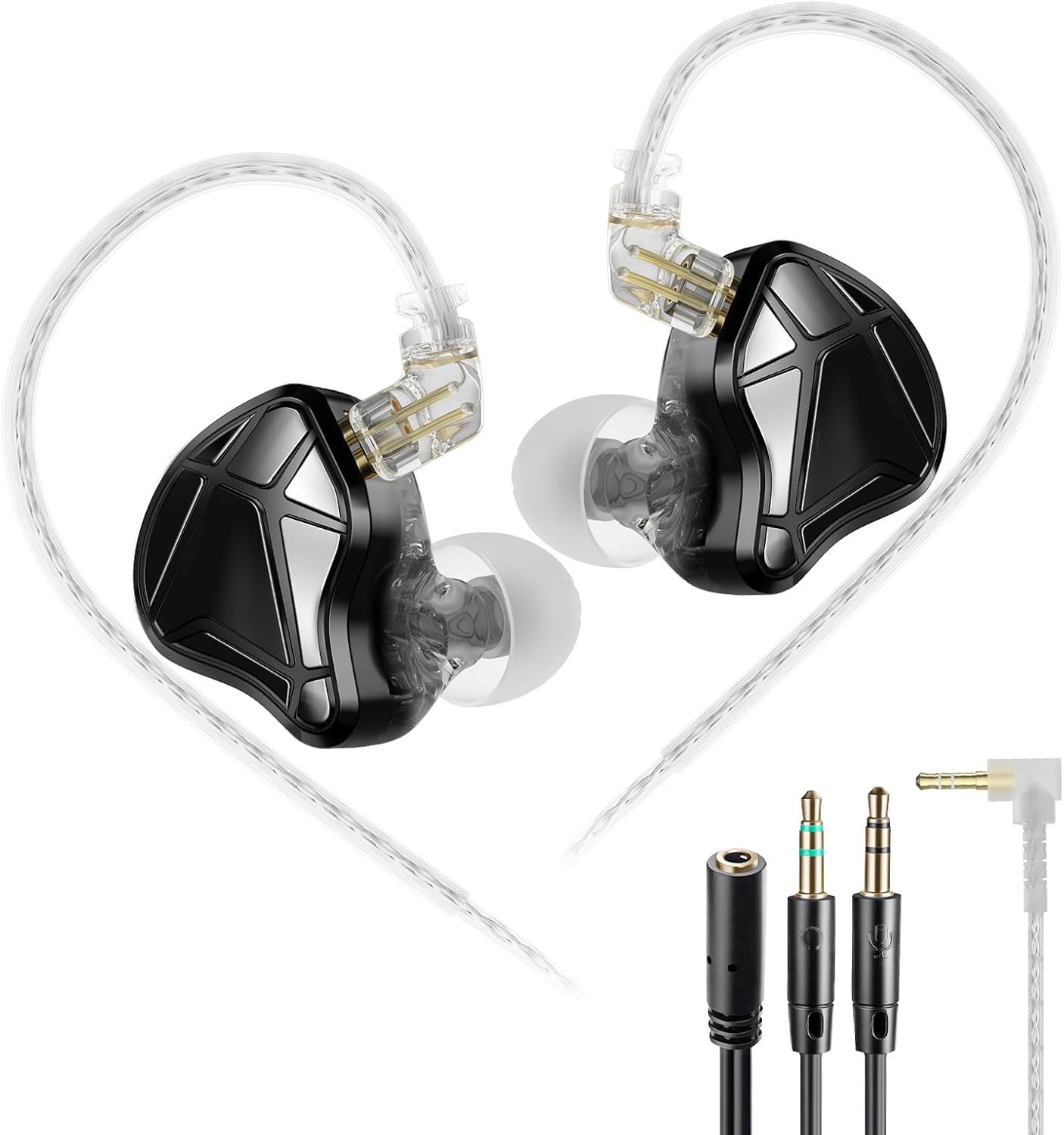 KZ Axas Gaming Earbuds,Deep Bass Sound Wired Earbuds,in Ear Monitor Headphones,IEM for Gaming Video Calling HiFi Noise Cancelling Headphones for Music Compatibility for Phone (White, No Mic)