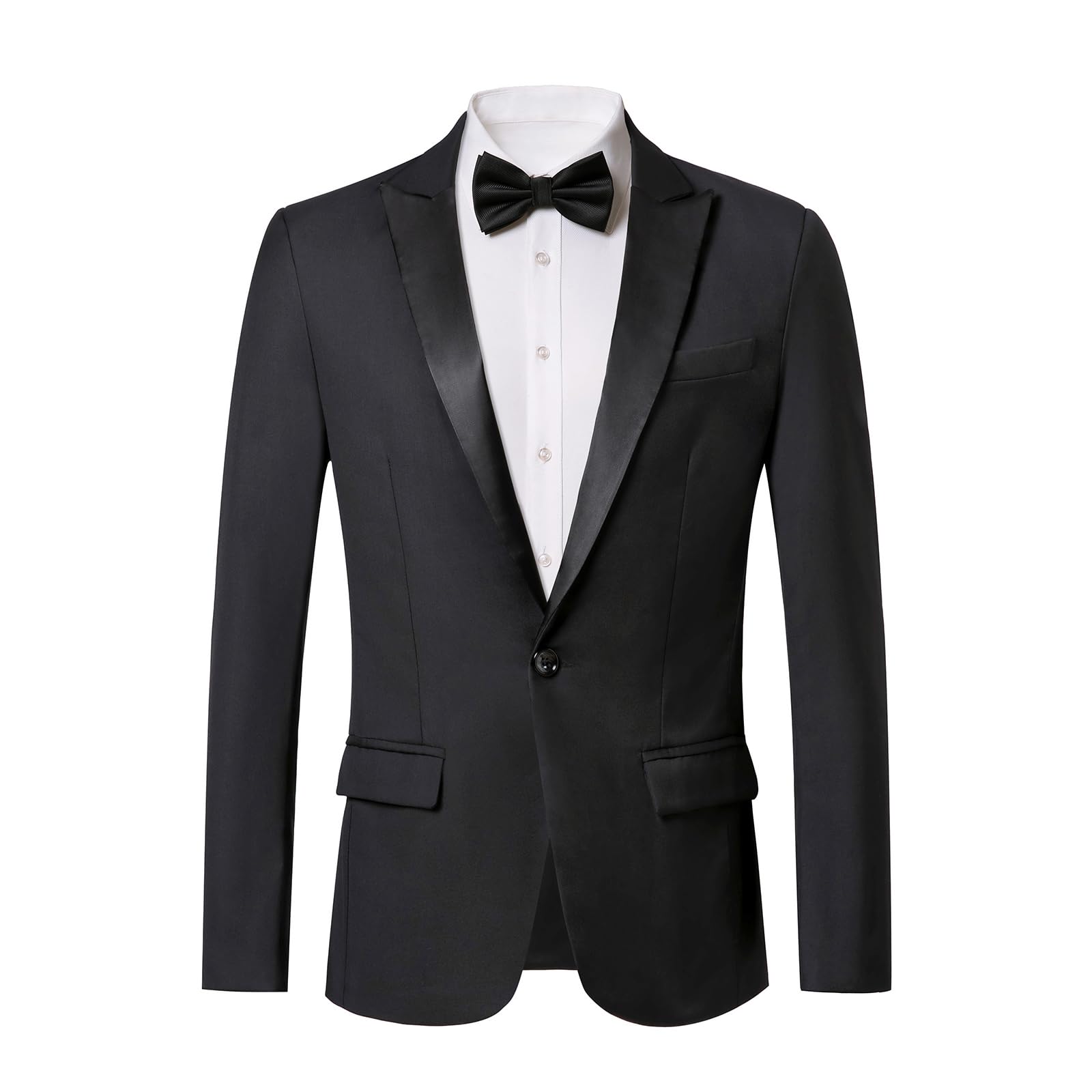 WZIKAIMens Tuxedo Jacket Slim Fit One Button Solid Blazer Dress Suit for Wedding Prom Dinner Party